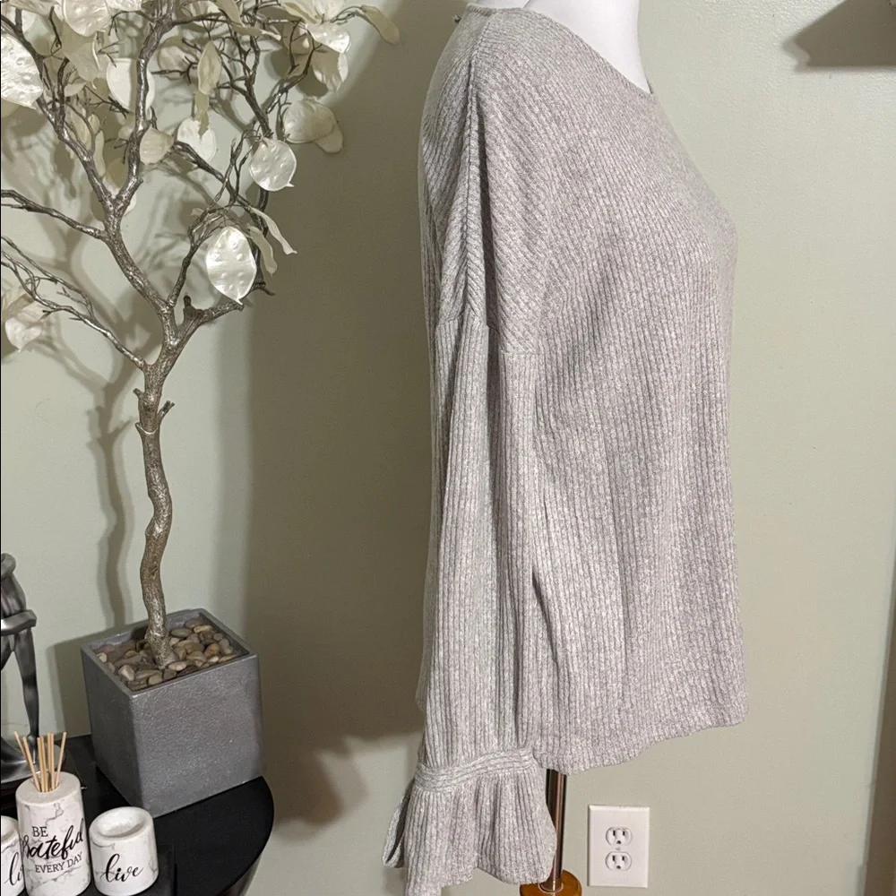 Lucky Brand Gray Ribbed Sweater